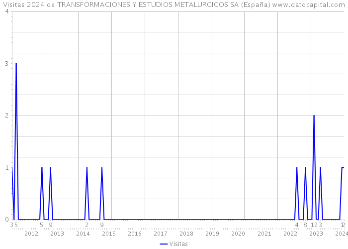 Visitas 2024 de TRANSFORMACIONES Y ESTUDIOS METALURGICOS SA (España) 